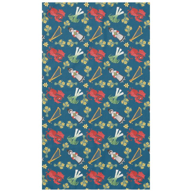 Waliser-Kostüm und Embleme, blaue Tischdecke (Vorderseite)
