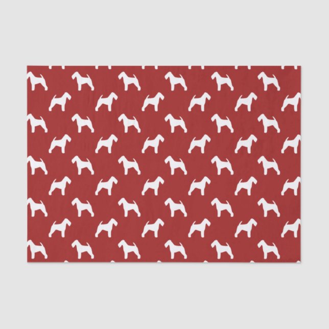 Waliser-Terrier-Silhouette-Muster-Rot Seidenpapier (Vorderseite)