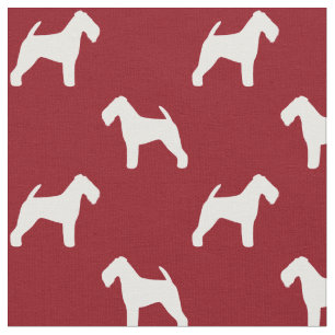 Waliser-Terrier-Silhouette-Muster-Rot Stoff