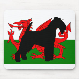 Waliser-Terrier-Silhouette Wales flag.png Mousepad