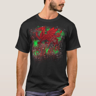 Waliser, Wales-T-Shirt mit Waliser-Drache-Sternen T-Shirt