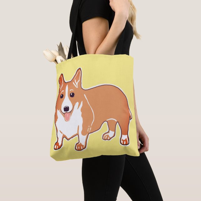 Walisercorgi-glückliche gelbe Taschen-Tasche (Von Nahem)
