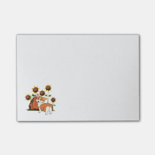 WaliserCorgi mit Sonnenblumen Post-it Klebezettel