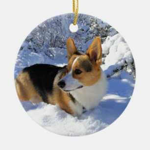 Walisercorgi-Schnee-Tag Keramik Ornament