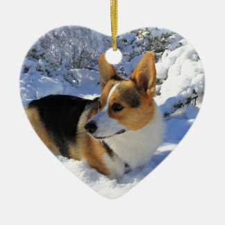 Walisercorgi-Schnee-Tag Keramikornament