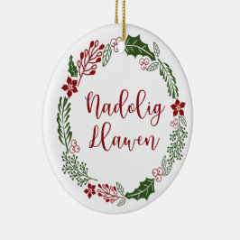 Walish frohe Weihnachtsfeier, Nadolig Llawen Keramik Ornament