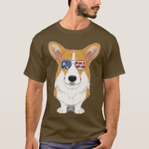 Walisisch Corgi Usa Sonnenbrille I American Flag W T-Shirt