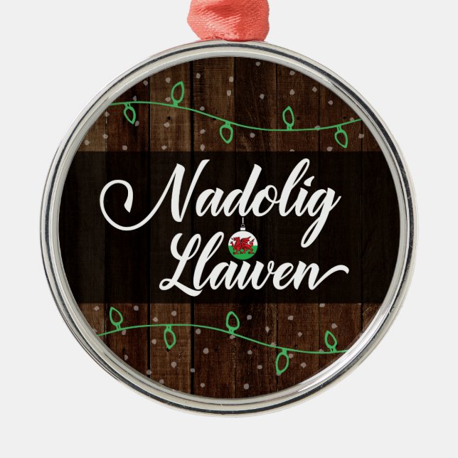 Walisisch Merry Christmas, Wales, Nadolig Llawen Ornament Aus Metall (Vorne)