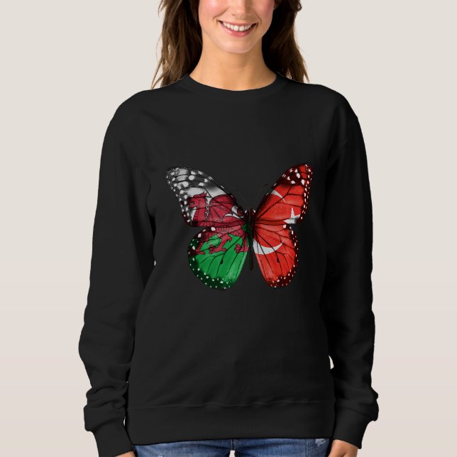 Walisisch Türkische Flag Butterfly Sweatshirt (Vorderseite)