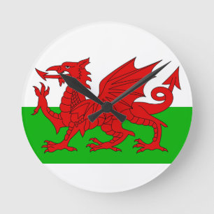 Walisisch / Wales Flag - Cymru Hochwertiges Bild Runde Wanduhr