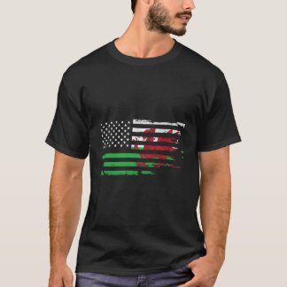 Walisische amerikanische Flagge Wales USA bedrückt T-Shirt