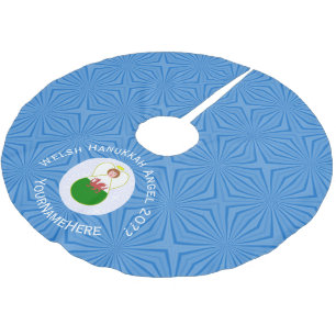 Walisische Angel Hanukka Flag Personalisiert Polyester Weihnachtsbaumdecke