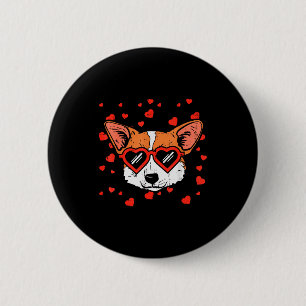 Walisische Corgi-Gesicht Herz Gles Süße Valentinst Button
