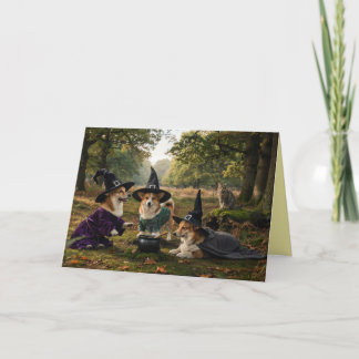 Walisische Corgi-Hexe Halloween-Karte Feiertagskarte