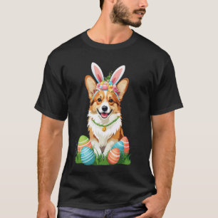 Walisische Corgi-Hund mit Hasenohren Ostern Eier F T-Shirt