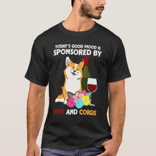 Walisische Corgi-Hund und Weintrinker T-Shirt