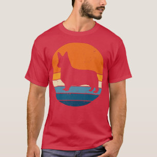 Walisische Corgi-Hund, Vintage Retro Sonnenunterga T-Shirt