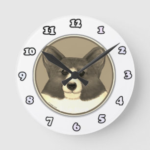 Walisische Corgi-Hundeuhr Runde Wanduhr