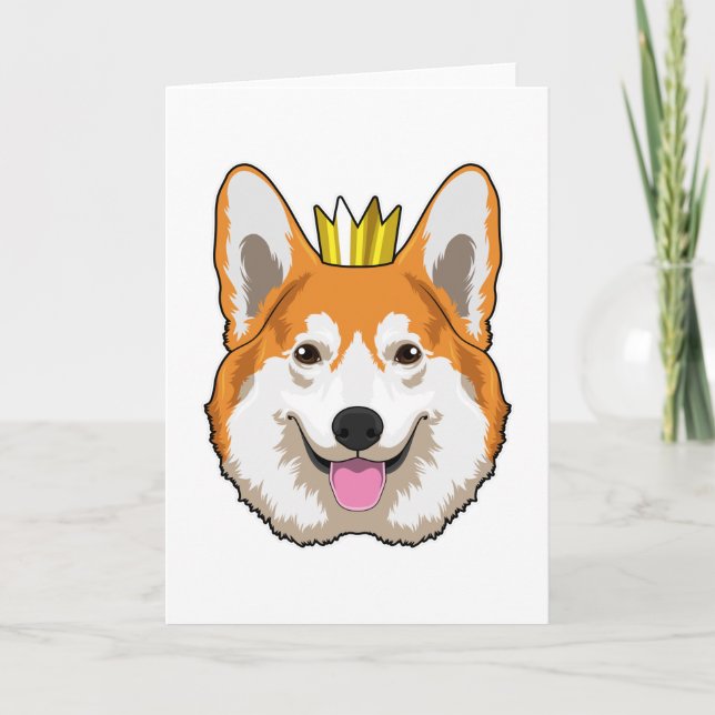 Walisische Corgi mit Krone Karte (Vorderseite)