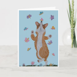 Walisische Corgi und Schmetterlinge Frohe Ostern Karte