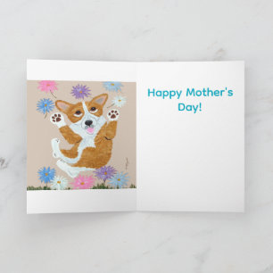 Walisische Corgi und Schmetterlinge Frohen Muttert Karte
