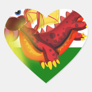 Walisische Drache Herz-Aufkleber
