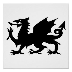 Walisische Drachenflagge, Wales-Drachenflagge, Eng Poster