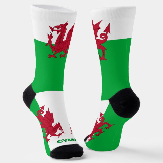 Walisische Drachenpatrouille, Cymru-Flagge, Wales  Socken (Gewinkelt)