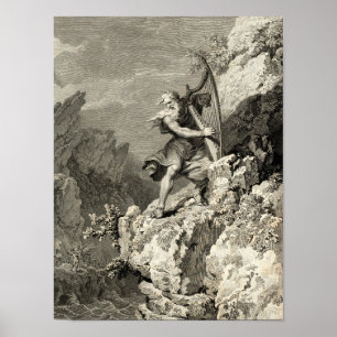 Walisische Druiden spielen Harfe Poster