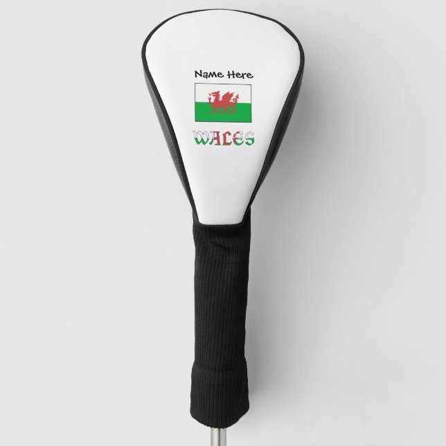 Walisische Engel Weihnachtsflagge Grüne Personalis Golf Headcover (Vorderseite)