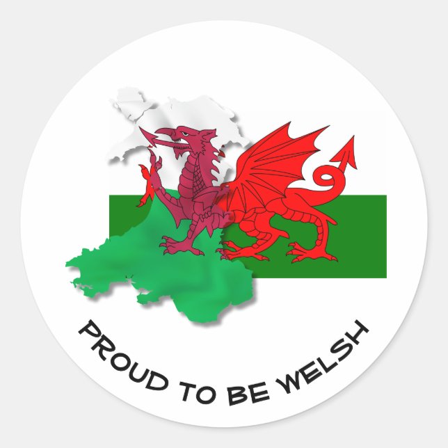 Walisische FLAG WALES Roter Drache Runder Aufkleber (Vorderseite)