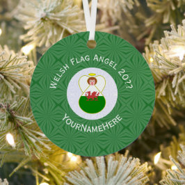 Walisische Flagge Angel Weihnachtsgrün Ornament Aus Metall