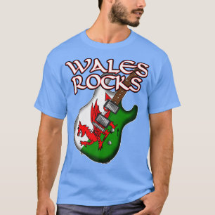 Walisische Flagge E-Gitarre Wales Rocks Gitarrist1 T-Shirt