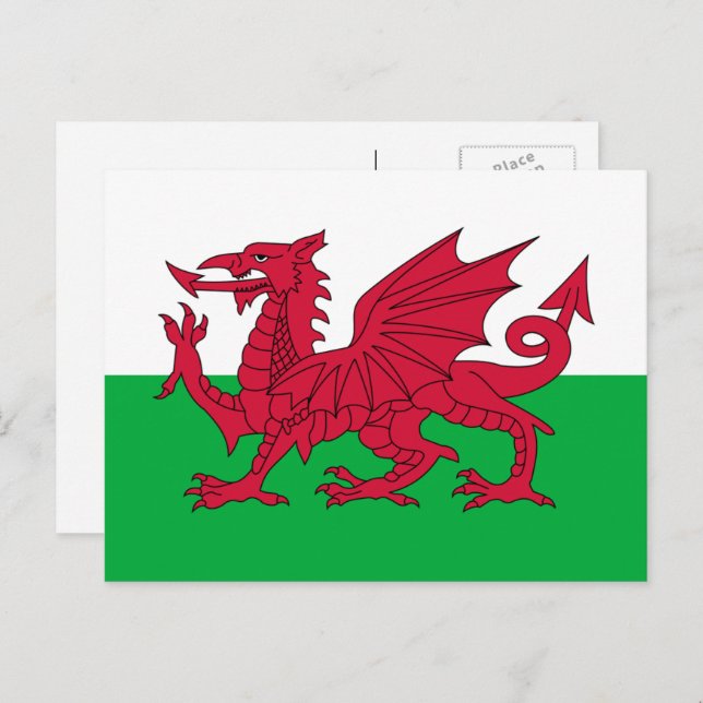 Walisische Flagge, Flagge von Wales Postkarte (Vorne/Hinten)