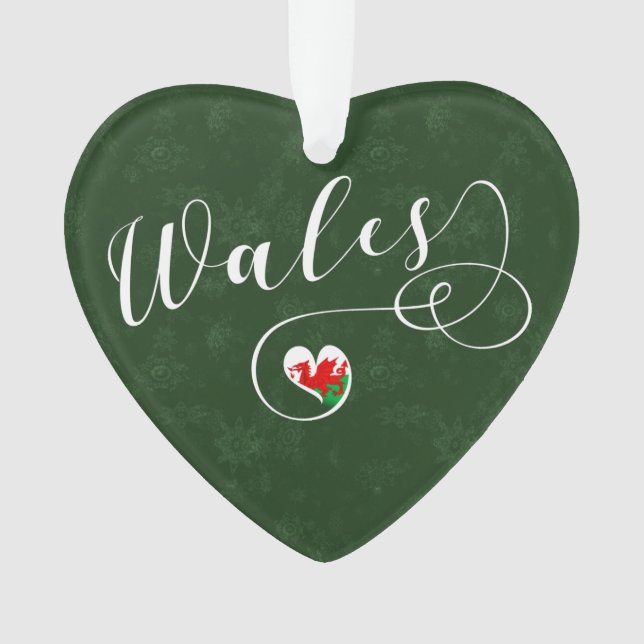 Walisische Flagge im Herzen, Wales Ornament (Vorderseite)