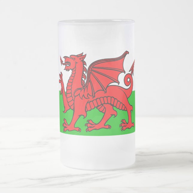 walisische Flagge Mattglas Bierglas (Mittel)