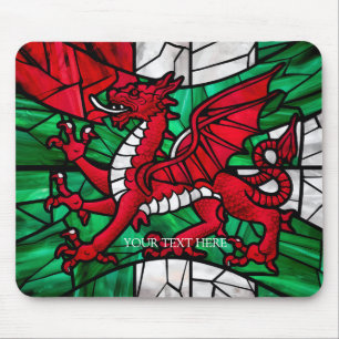 Walisische Flagge mit Rotem Drachen Mousepad