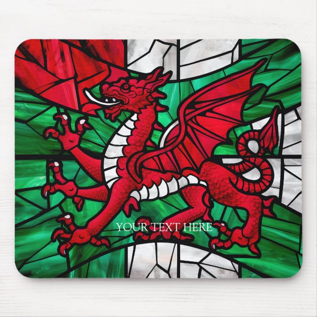 Walisische Flagge mit Rotem Drachen Mousepad (Vorne)