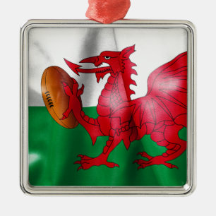 Walisische Flagge Ornament Aus Metall