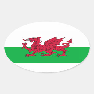 Walisische Flagge Oval Sticker