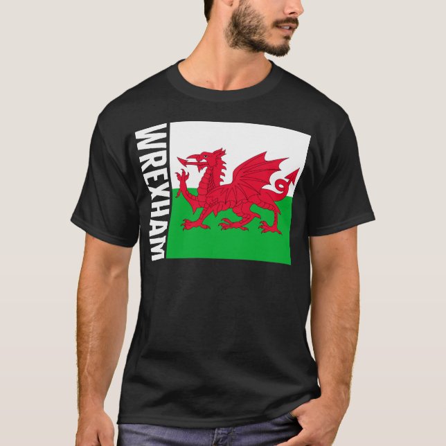 Walisische Flagge Shirt, Wrexham T-Shirt, Geschenk T-Shirt (Vorderseite)