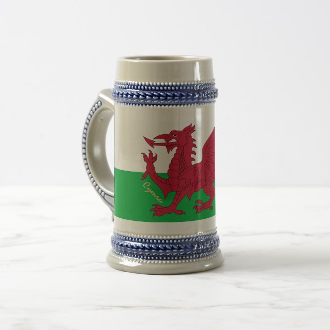 Walisische Flagge & Wales, Cymru Patriot / sport Bierglas (Vorderseite Links)
