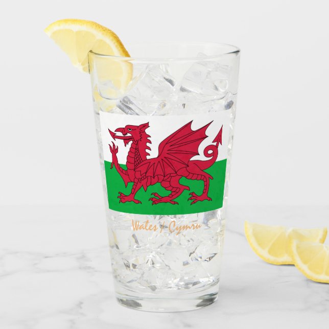 Walisische Flagge & Wales Land, Cymru Patriot / Sp Glas (Vorderseite Ice)