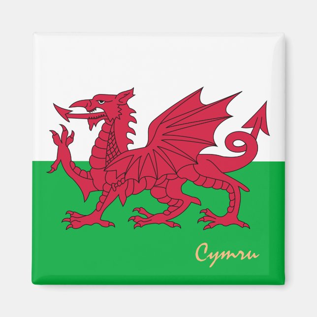 Walisische Flagge & Wales, Urlaub, Sport / Cymru Magnet (Vorne)