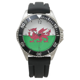 Walisische Flagge (Wales) (walisischer Drache) Armbanduhr