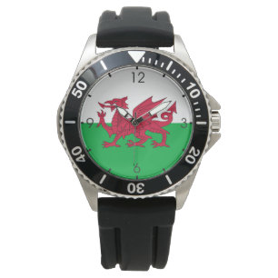 Walisische Flagge (Wales) (walisischer Drache) Armbanduhr