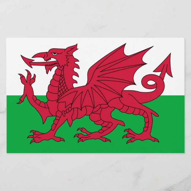 Walisische Flagge (Wales) (walisischer Drache) Briefpapier (Vorderseite)