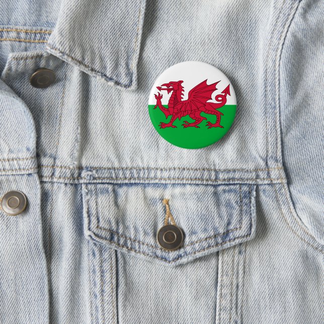 Walisische Flagge (Wales) (walisischer Drache) Button (Beispiel)