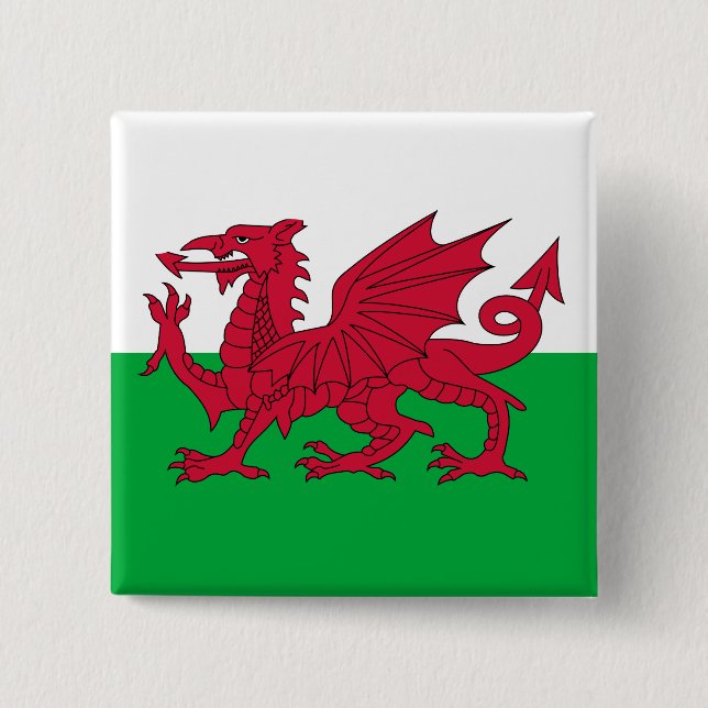 Walisische Flagge (Wales) (walisischer Drache) Button (Vorderseite)