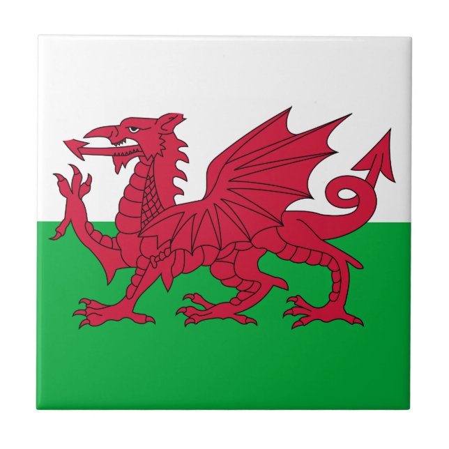 Walisische Flagge (Wales) (walisischer Drache) Fliese (Vorderseite)